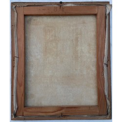 Gabriel Charlopeau, les roses trémières devant la fenètre