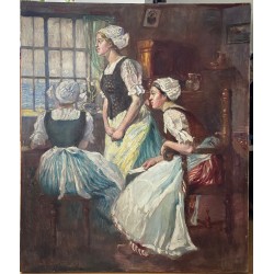 Lajos Gimes, scène d'intérieur, les trois femmes