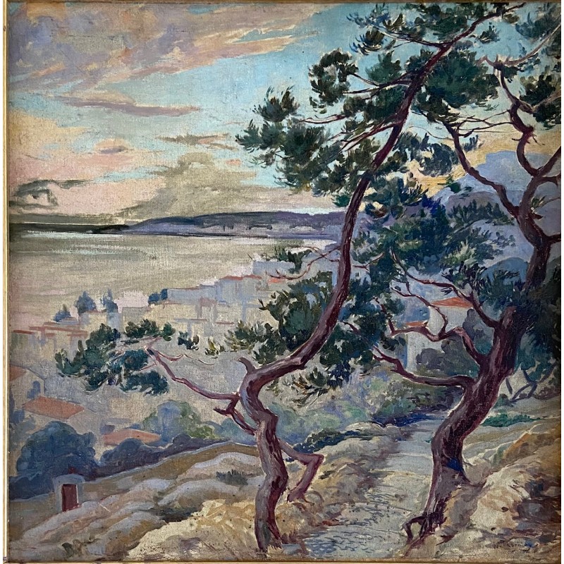 William Thornley, le village, les pins en bord de mer