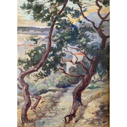 William Thornley, le village, les pins en bord de mer