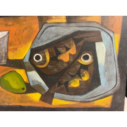 Paco Gorospe, nature morte aux poissons et à la mangue